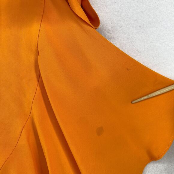 RODEBJER Skirt M Hazel Twill Wrap Midi Ruffled Flounce Tie Side Viscose Orange - Picture 14 of 15